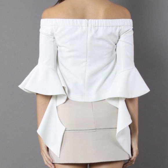 White Ethereal Bell Sleeve Off The Shoulder Blouse Top - Size Small - Picture 3 of 5